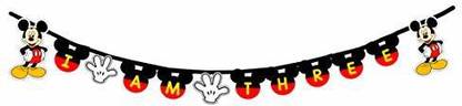 The Party Shoppy Mickey Mouse Theme Happy Birthday Party Decorations I am Three Bunting Banner