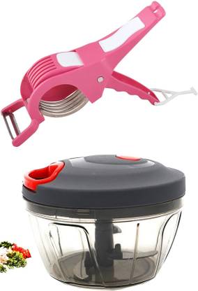 DS SALES New black Combo of Handy Quick Chopper | Manual Vegetable Chopper | Mini and Compact Onion Chopper for Vegetables with 3 Stainless Steel Blades and Pull Cord and Kitchen Knife Food Chopper and In Built Mini Chopping Board with Locking Hinge and Spring Action Vegetable & Fruit Chopper Vegetable & Fruit Chopper Vegetable & Fruit Chopper