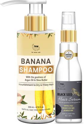 TNW - The Natural Wash Banana Shampoo and Hair Serum | For Smooth, Frizz-Free & Manageable Hair | Chemical-free Haircare Range