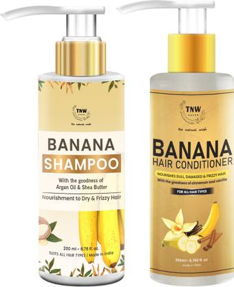 TNW - The Natural Wash Banana Shampoo and Banana Conditioner for Soft and Frizz-Free Hair | Chemical-Free Haircare Products | Best Haircare Products with Natural Ingredients(200ml)