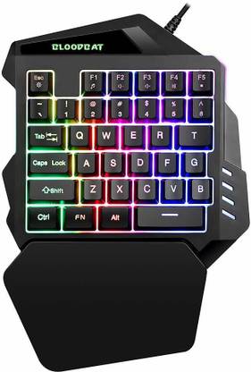 Bloodbat G94 One Hand RGB Gaming Keyboard,USB Wired Rainbow Single Hand Keyboard with Wrist Rest Support Multimedia Keys, Backlit Ergonomic Mechanical Feeling Keyboard for Game Combo Set
