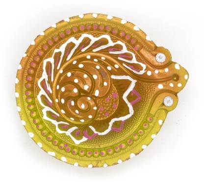 BS NATURAL Decorative Diwali Diyas | Mitti Diya | Mitti Ke Deepak | Mitt Ka Diya | Terracotta Diya | Designer Clay Diya | Diyas for Pooja (Set of 1) - Made in India Pottery Table Diya Set