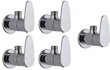 kingware Angle Cock Square with Wall Flange Chrome Bathroom Faucets Taps and Faucet Angle Valve Angular Stop Cock Wash Basin Tap Angle Valve for Bathroom Geyser -pack 4 Faucet Set