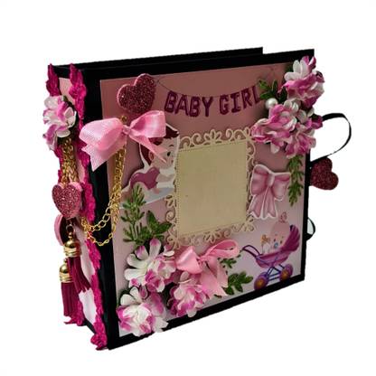 lavy's creations Baby Girl Scrapbook-12 Month Album-Handmade Scrapbook Album