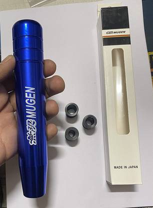 Auto MT MUGEN Aluminum Long Universal Racing Car Mugen Shift Knob Manual Transmissive Gear with 3 Adapters (Blue, 18 cm) Gear Knob