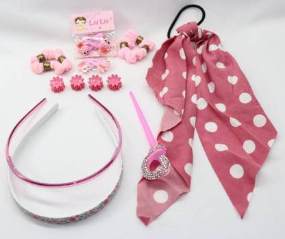 DIZA ATTIRE COMBO OF PINK HAIR ACCESSORIES SET Hair Accessory Set