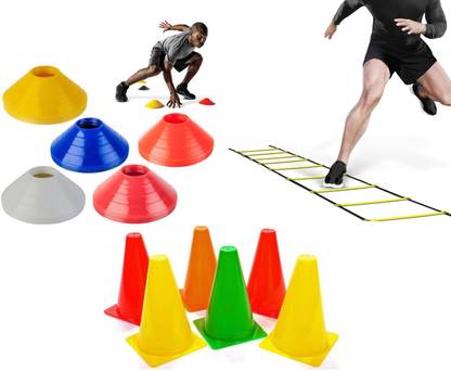 Owlix Fitness Speed, Sports Training Ladder 4 Meter, 6 Cone 6inch 10 Space Markers Football & Fitness Kit