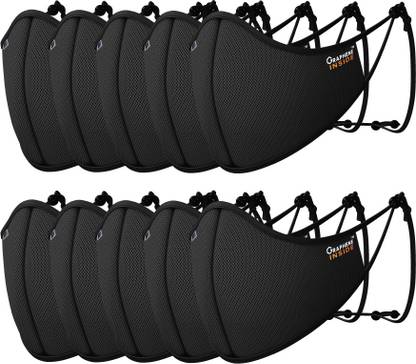 G1 WONDERS Pack Of 10 Antiviral Anti Pollution Graphene Silver Nano Technology Pretected Layer Reusable Washable Face Mask BLKL-Adults Washable, Reusable