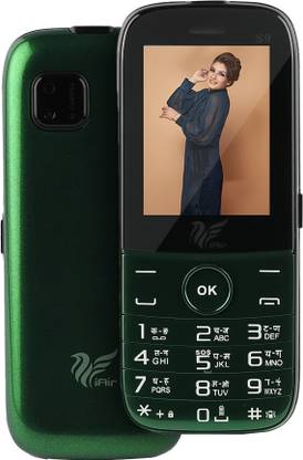 IAIR Basic Feature Dual Sim Mobile Phone with 2800mAh Battery, 2.4 inch Display Screen, 0.8 mp Camera with Front Designer LED Light (FPS9, Green)