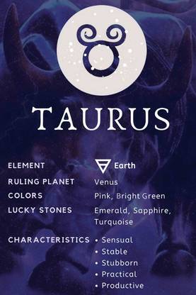 Zodiac Astrology Taurus Sticker Poster|Zodiac Poster Living Area, Hostel, Libraries|Wall Poster For Interior Decoration|Wall Art Poster|Self Adhesive Wall Sticker Poster Paper Print