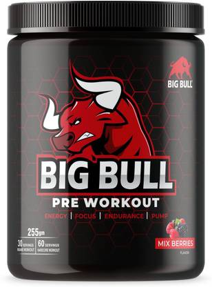 Big Bull BigBull Hardcore Pre-Workout [30-60 Serving, 255g] Free Shaker Energy Drink