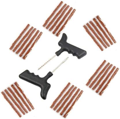 SEAHORSE POLYMERS Tubeless Flat Tyre Puncture Repair Kit With 30 Rubber Strips Plugs (T Shape Handle Grips + 30 Repair Strips Plugs) Tubeless Tyre Puncture Repair Kit