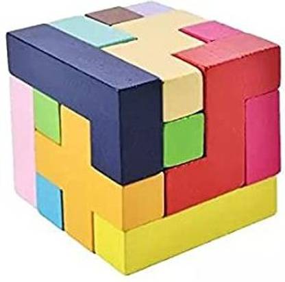 Fusine Wooden Montessori Tetris Cube Puzzle Game| Cube of The Hundred Change Block | Solving The Puzzle in Different Ways