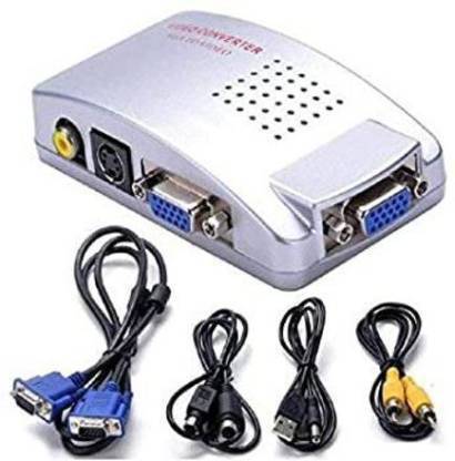 TERABYTE VGA TO PAL, RCA Composite AV S-Video to VGA Converter Box, CCTV DVR PC Laptop to TV Projector, VGA input to VGA Output Video Converter Adapter ( Silver ) Media Streaming Device