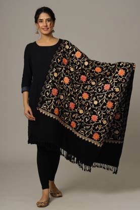Ravaiyaa - Attitude Is Everything Wool Embroidered, Woven Women Shawl