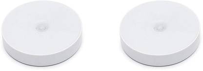 SHIVMEDICOS Motion Sensor Light Battery Operated Indoor/Outdoor LED Ceiling Lights for Hallway Laundry Stairs Garage Bathroom White Photocell Sensor ON/Off Upgrade Pack Of 2 Night Lamp