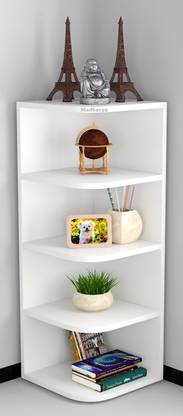 Madhuran Edan Engineering Wood Big Corner Stand Rack Set of 5 Size 12.4 X12.4 X 35.4 Inch Display Decorative Shelves Color White Particle Board Wall Shelf Engineered Wood Open Book Shelf