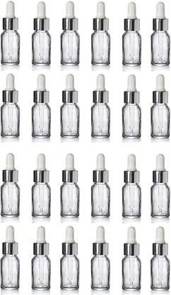 JARBAZAAR 15 ML ROUND Empty Refillable clear Glass Essential Oil Dropper Bottles 24 PCS 15 ml Bottle