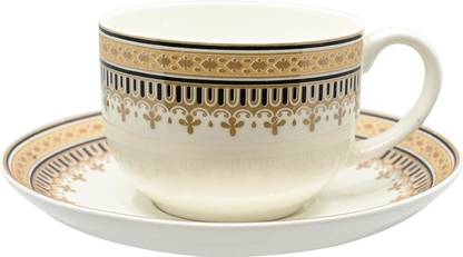 MARK Pack of 6 Ceramic elegant & fancy Mudrika teacup & saucer set