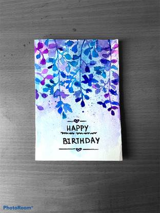 Artarray Handmade Birthday Greeting Card Watercolor 8.3 inch x 5.9 inch Painting