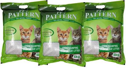 Pet Pattern Bentonite Cat Litter 10 L Equivalent to 5 Kg (Pack of 3 - Total 15 Kg) Pet Litter Tray Refill