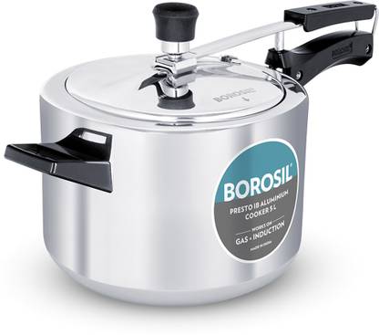 BOROSIL Presto Aluminum 5 L Inner Lid Induction Bottom Pressure Cooker