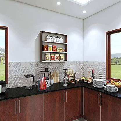 plantzy Multipurpose Wooden Prelam Wall Mounted 3-Tier+ 1-Tier Broad ...