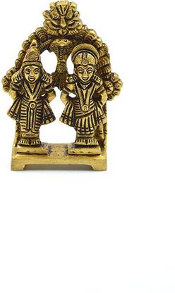 Sudrik Brass Lord Vitthal Rukmini / Rakhumai Idol Murti for Home Collectible Handicraft Art - (2.4 x 0.6 x 3.1 Inches) Decorative Showpiece  -  7.8 cm
