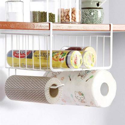 GO HOOKED Iron 12" Multi functional Storage Basket Kitchen Storage Rack Under Cabinet Storage Shelf Basket Wire Rack Organiser Storage Powder Coated Iron Storage Basket