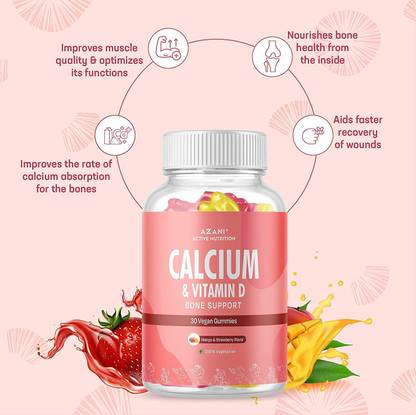 Azani Calcium & Vitamin D Bone Support Gummies|Healthy diet supplement for strong bone