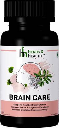 Herbs & Health Brain Care|Improves Focus| With Ashwagandha, Gingko & Gotu Kola |