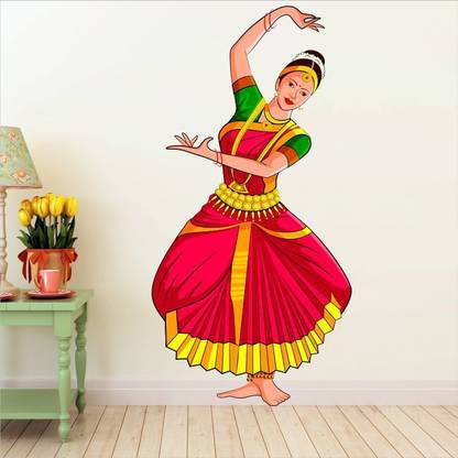 WALLPIK Bharatanatyam – Indian – Classical – Dancer – Colorful - Decorative - Wallsticker - 084