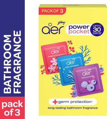 Godrej Aer Power Pocket Assorted Fragrance Blocks Pocket Bathroom Fragrance Assorted Pack of 3