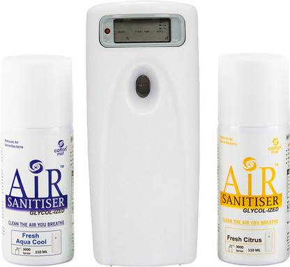 Cotton Mist 1 LCD 010 Display Automatic Spray Air Freshener Dispenser with 2 Air Sanitizer Glycol-Ized Refill 110 ml Automatic Spray 1 Automatic Air Sanitizer Dispenser Machine With 2 Refills - 110ml each