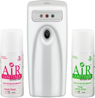Cotton Mist 1 LED 010 Automatic Spray Air Freshener Dispenser with 2 Air Sanitizer Glycol-Ized Refill 110 ml Automatic Spray 1 Automatic Air Sanitizer Dispenser Machine With 2 Refills - 110ml each