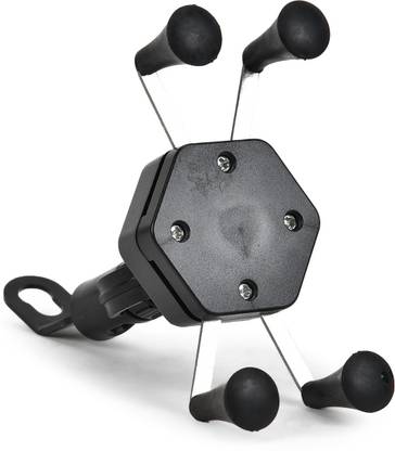 Alchiko Stylish Universal Cell Phone Holder Multi-Functional Fully 360 Degree Rotation With Screw Lock Knob, Spare Rubber Caps, Spare Cushion Pads Bike Mobile Holder