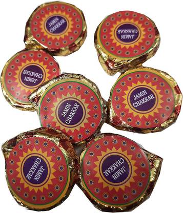FabBites Handmade Chocolate Gift Box- 100 pc Diwali Jamin Chakkar ( Firki ) Shape Handmade Chocolate-700 gram Butterscotch, Oreo, Gems, Nuts,Mango,Crunchy Chocolate Bars