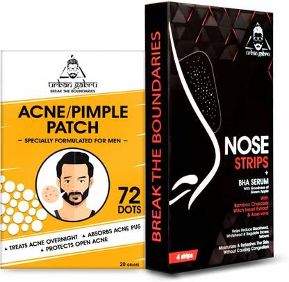 urbangabru Face Care Combo Kit - Acne Pimple Patch (72 dots) + Nose Strips (4 strips)