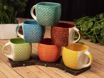 The Mashup Shop.com Pack of 6 Ceramic Tea cup set/chai cup set/coffe cup set