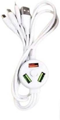 Wifton Lightning Cable 1.5 m IXV®-339-GT-Data Cable 3 Plug 3 USB Port 3.1A 6 in1 Micro iOs TypeC Cord