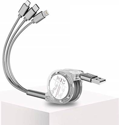Wifton Lightning Cable 1.2 m VI-69-Retractable Multi Charging Cable | 3-in-1
