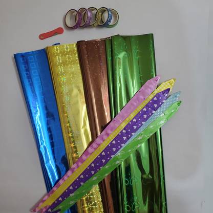 ShopTalk Sheets Metallic Gift ( pack of 8 sheet ) 06 plastic Gift Wrapper
