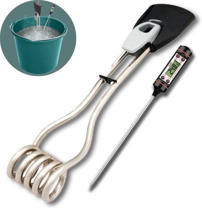 Nimbus ISI Certified 5 Ring 1500 Watts Water Proof & Shock Proof Electric Immersion Water Heating Rod | Electric Water Heater | Immersion Rod | Bucket Heater | Instant Water Heater | Travel Immersion Heater Rod ( With Free Water Temperature Thermometer ) 1500 W Shock Proof Immersion Heater Rod