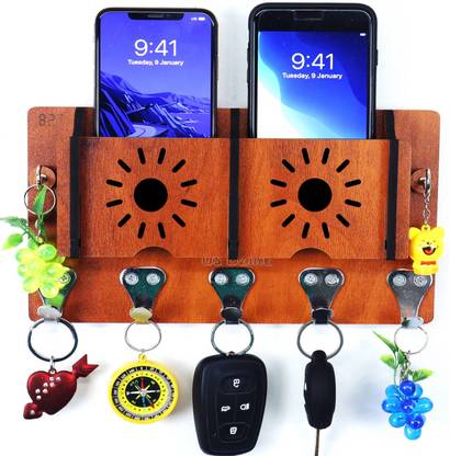 APSURE H8 Crafts sun Mobile Holder, Pen, Mobile, Cloth stand & Wood Key Holder Wood Key Holder