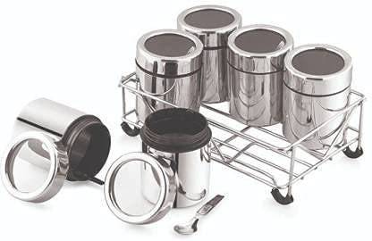 Dynore Containers Kitchen Rack Steel Stainless Steel 6 In 1 Multipurpose Masala Dabba/Masala Box/Spice Box For Kitchen