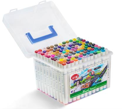 TouchCool Alcohol Markers, Round & Chisel Double Tip Sketch Marker for Kids, Artist Set of 120