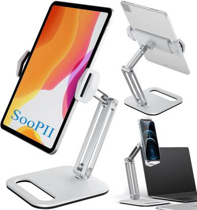Soopii Tablet/ E-Book Reader/ Mobile Stand with Strong Aluminum Body and Extra Stable Base with Anti-Slip Padding (Up to 14 inch / 35.5 cm) (P-47) Mobile Holder