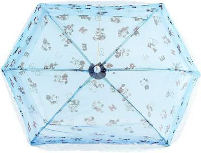 buyagain Cotton Kids Washable Cotton Kids Umbrella Style Foldable Baby Mosquito Net for 0 to 2 Years Toddler | Ensures Your Baby's Safe Sleep Mosquito Net (Blue) Mosquito Net