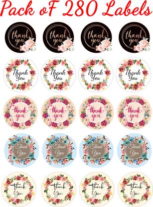 D2C Floral Print Round Label Thank You Sticker/Labels Decorative Sealing Stickers Self-adhesive Paper Label