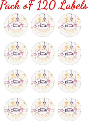 D2C Happy Diwali Sticker/Label , Ideal for Gift Wrapping, Greeting Card, , Self-adhesive Paper Label